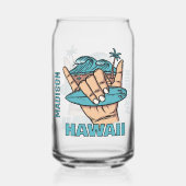 Aangepaste Naam & Locatie Surf Shaka Blikvorm Glas (Voorkant)