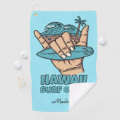 Aangepaste naam & locatie Surf Shaka Golfhanddoek (Insitu)