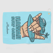 Aangepaste naam & locatie Surf Shaka Golfhanddoek (Horizontaal)