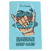 Aangepaste naam & locatie Surf Shaka Medium Cadeauzakje (Voorkant)