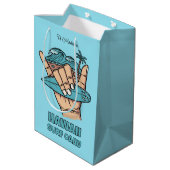Aangepaste naam & locatie Surf Shaka Medium Cadeauzakje (Achterkant Gekanteld)