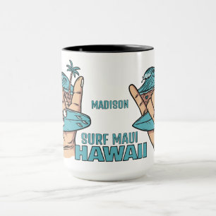 Aangepaste Naam & Locatie Surf Shaka Mok