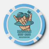 Aangepaste Naam & Locatie Surf Shaka Poker Chips (Achterkant)