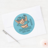 Aangepaste Naam & Locatie Surf Shaka Ronde Sticker (Envelop)