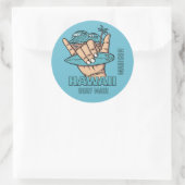 Aangepaste Naam & Locatie Surf Shaka Ronde Sticker (Tas)