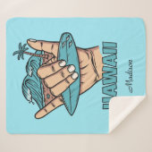 Aangepaste naam & locatie Surf Shaka Sherpa Deken (Voorkant (horizontaal))