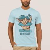 Aangepaste Naam & Locatie Surf Shaka T-shirt (Voorkant)