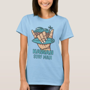 Aangepaste Naam & Locatie Surf Shaka T-shirt