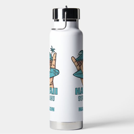 Aangepaste Naam & Locatie Surf Shaka Waterfles (Rechts)