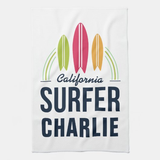 Aangepaste naam & locatie Surfer handdoek (Verticaal)