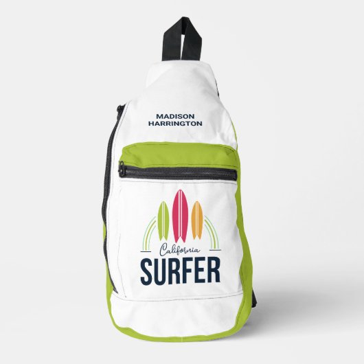 Aangepaste naam & locatie Surfer Sling Bag (Voorkant)