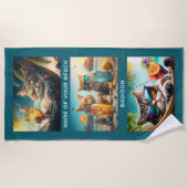 Aangepaste naam & locatie Vakantie Katten Strandlaken (Voorkant)