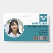 Aangepaste naam logo barcode ID van werknemersfoto Badge (Voorzijde)