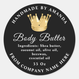 Aangepaste naam Logo Butter Scrub Gold Black Ronde Sticker