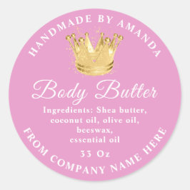 Aangepaste naam Logo Butter Scrub Gold Pink Ronde Sticker