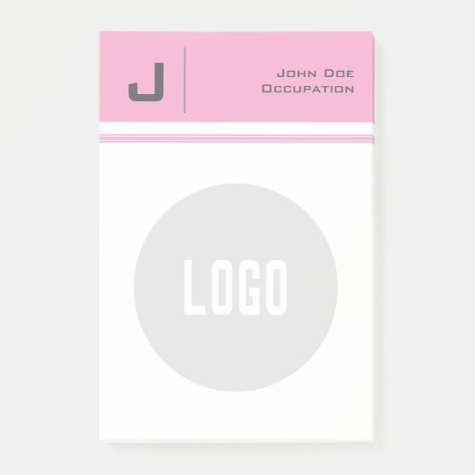 Aangepaste naam & Logo Clean Simple Minimalist Pin Post-it® Notes (Voorkant)