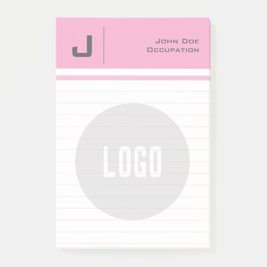 Aangepaste naam & Logo Clean Simple Minimalist Pin Post-it® Notes (Voorkant)