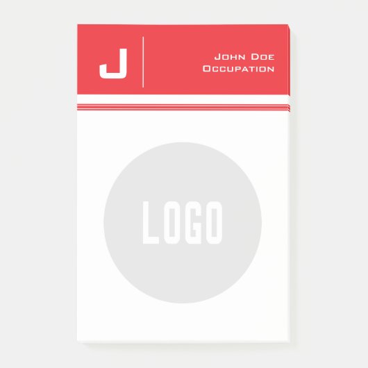 Aangepaste naam & Logo Clean Simple Minimalist Red Post-it® Notes (Voorkant)