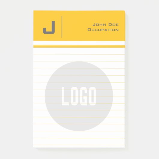 Aangepaste naam & Logo Clean Simple Minimalist Yel Post-it® Notes (Voorkant)