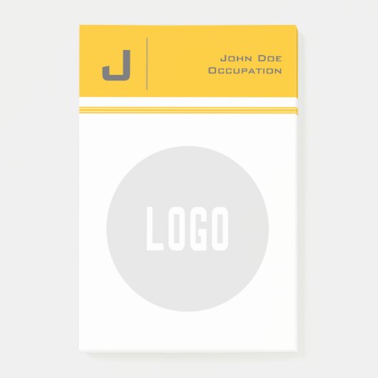 Aangepaste naam & Logo Clean Simple Minimalist Yel Post-it® Notes (Voorkant)