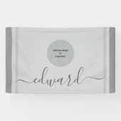 Aangepaste naam & logo Eenvoudig grijs Spandoek (Horizontaal)