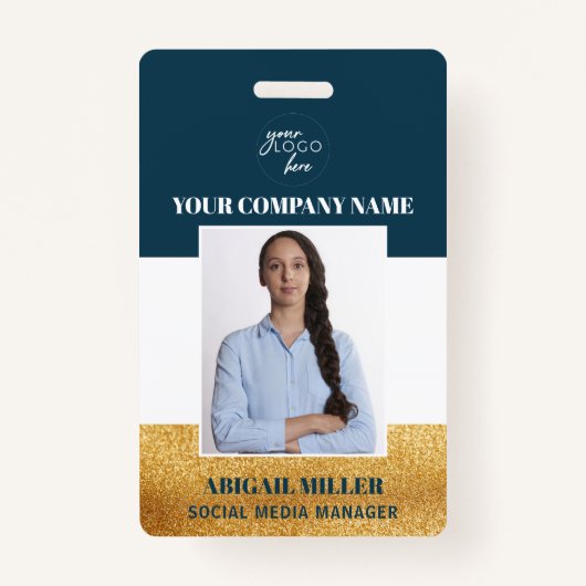 Aangepaste naam Logo foto groene ID-kaart foto Badge (Voorkant)