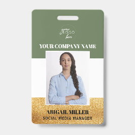 Aangepaste naam Logo foto groene ID-kaart foto Badge