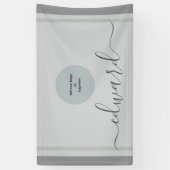 Aangepaste naam & Logo Simple Grey Spandoek (Verticaal)
