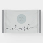 Aangepaste naam & Logo Simple Grey Spandoek (Horizontaal)