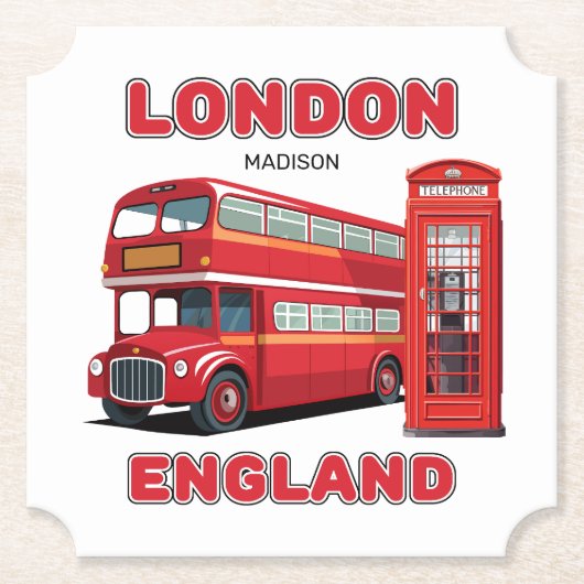 Aangepaste naam Londen Engeland Kartonnen Onderzetters (Voorkant)