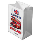 Aangepaste naam Londen Engeland Medium Cadeauzakje (Voorkant Gekanteld)