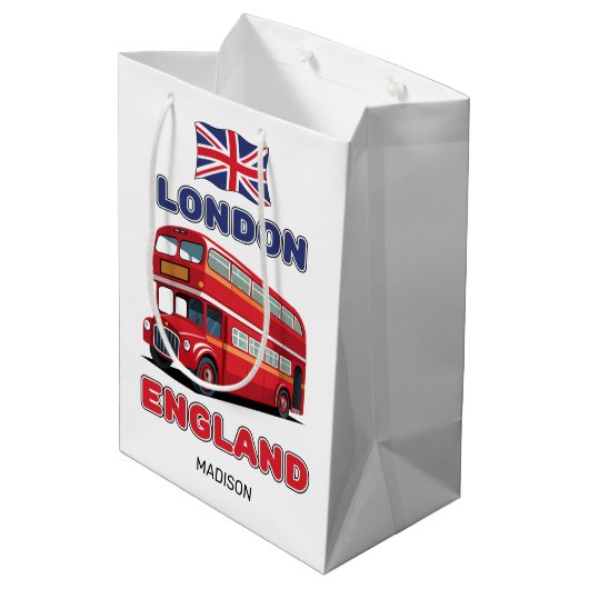 Aangepaste naam Londen Engeland Medium Cadeauzakje (Achterkant Gekanteld)