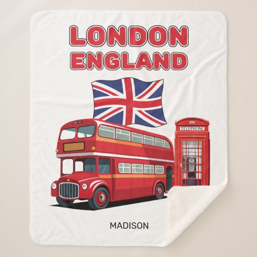 Aangepaste naam Londen Engeland Sherpa Deken (Voorkant)