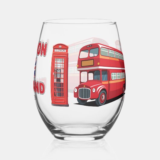 Aangepaste naam Londen Engeland Wijnglas Zonder Voet (Achterkant)