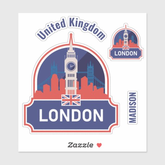 Aangepaste naam Londen Sticker (Vel)