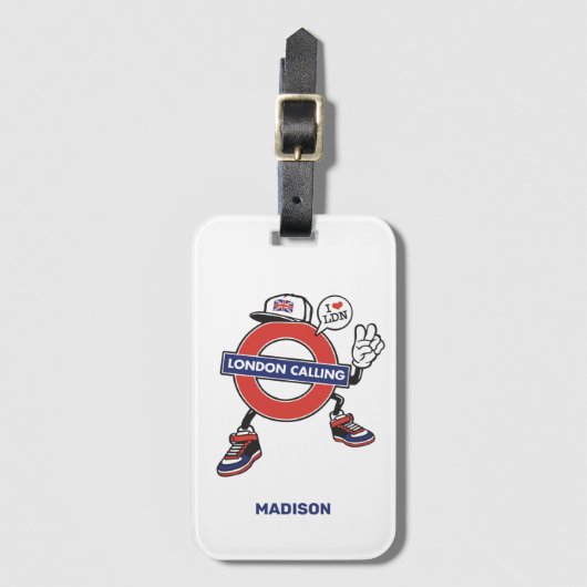 Aangepaste naam London Calling Bagagelabel (Voorkant (verticaal))
