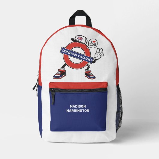 Aangepaste naam London Calling Bedrukte Rugzak (Voorkant)
