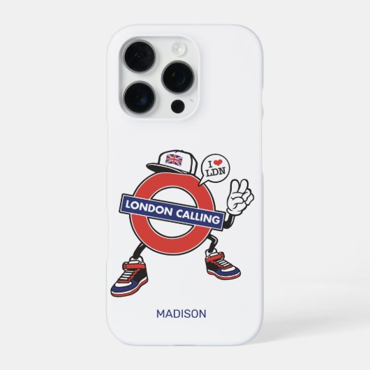 Aangepaste naam London Calling iPhone Hoesje (Achterkant)