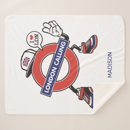 Aangepaste naam London Calling Sherpa Deken (Voorkant (horizontaal))