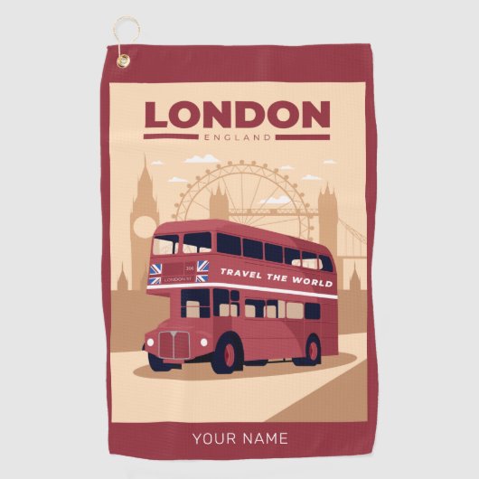 Aangepaste naam LONDON Golfhanddoek (Voorkant)