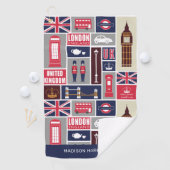 Aangepaste naam London UK Icons Golfhanddoek (Insitu)