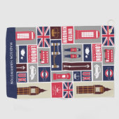 Aangepaste naam London UK Icons Golfhanddoek (Horizontaal)