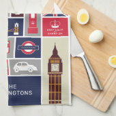 Aangepaste naam London UK Icons Theedoek (Quarter Fold)