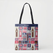 Aangepaste naam London UK Icons Tote Bag (Voorkant)