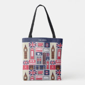 Aangepaste naam London UK Icons Tote Bag (Achterkant)