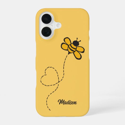 Aangepaste naam Love Bee iPhone 16 Hoesje (Achterkant)