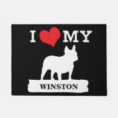 Aangepaste naam Love French Bulldog Welkom Deurmat (Voorkant)