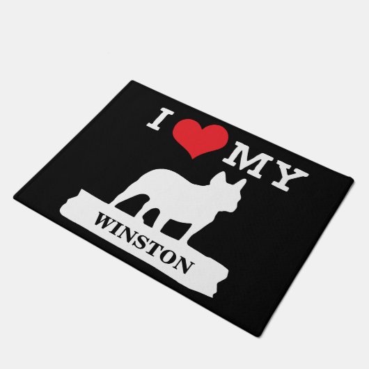 Aangepaste naam Love French Bulldog Welkom Deurmat (Schuin)