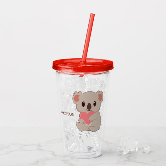 Aangepaste naam Love Koala Acryl Drinkbeker (Achterkant ijs)