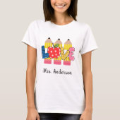 Aangepaste naam Love Pencil PreSchool Teacher T-shirt (Voorkant)